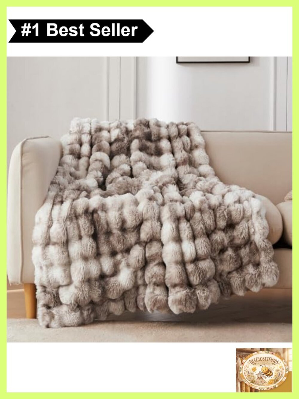Soft Bubble Faux Fur Throw Blanket 60x80 Reversible Microfiber Bedding